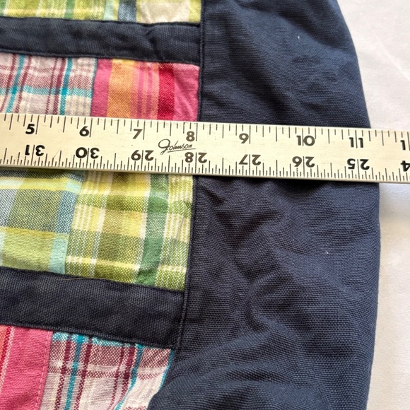 Indian Madras Plaid Cotton Patchwork Tote Bag 15"x6"x8" - Picture 13 of 13